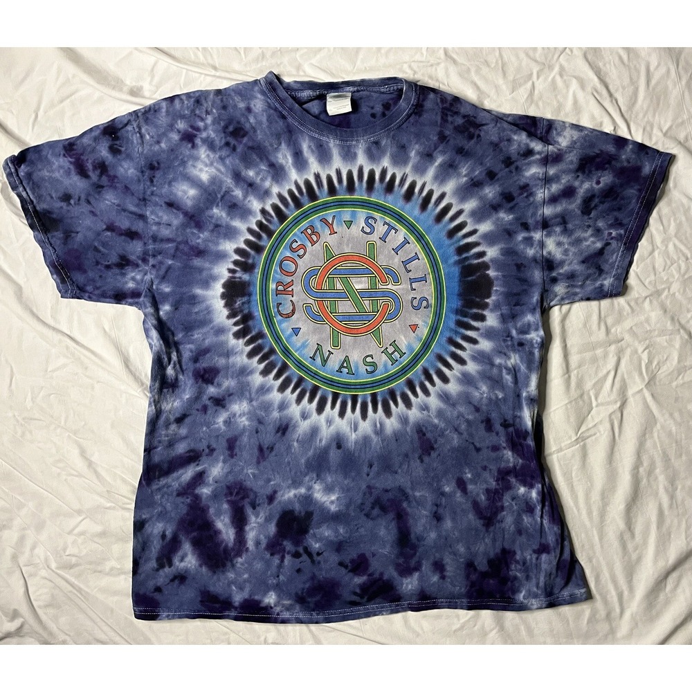 Crosby Stills & Nash T Shirt Men's SZ XL Tie Dyed Summer 2014 Tour Short Sleeve